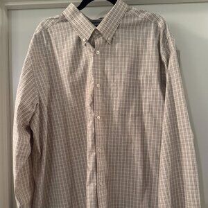 Men's Tan Plaid Casual Button-Down shirt